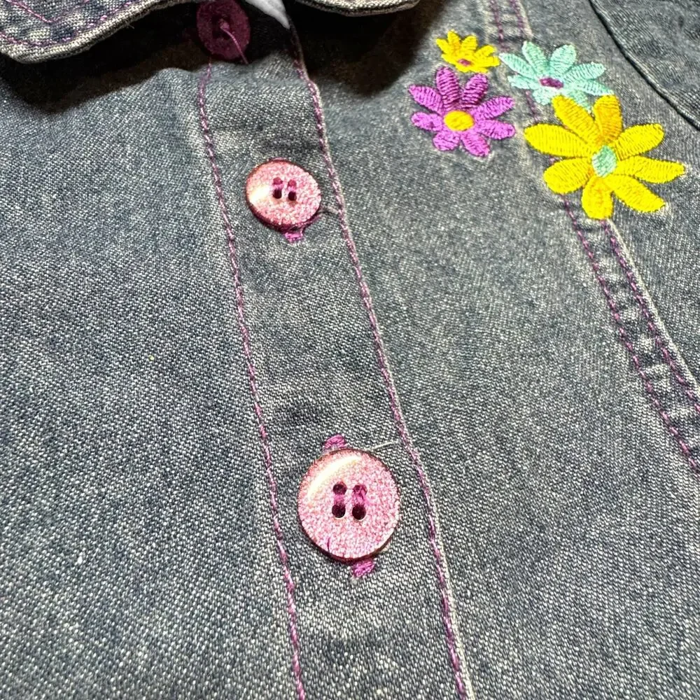 Carter's Embroidered Flower Denim Dress 5